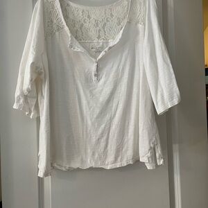 Lane Bryant White Lace Accent Shirt